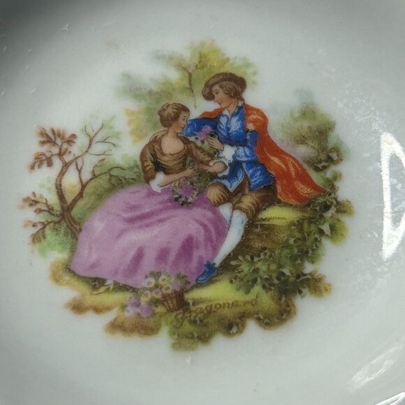 Set Of 4 Winterling Bavaria Porcelain Plates Romantic Scenes Gold Trim 4" each - Picture 4 of 4